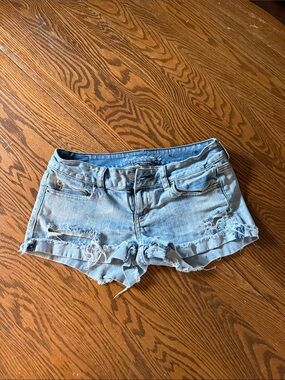American Eagle Outfitters Light Wash Distressed Denim Shorts